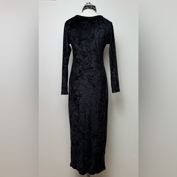 Vintage 90's Duster Maxi Velvet Goth Vamp Long Sleeve Top Medium - Picture 4 of 8